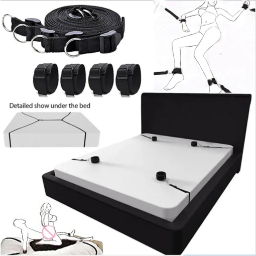 BDSM Bed Restraint Kit Adjustable Nylon Belt - 01010 - Image 8