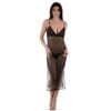 Women's Front Open Nightgown 25 - NG 32027 BK 1