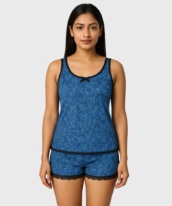 Modal Printed Camisole with Lace Shorts