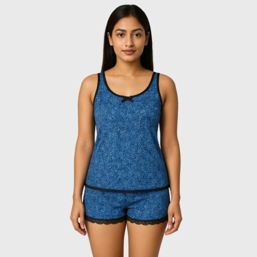 Modal Printed Camisole with Lace Shorts