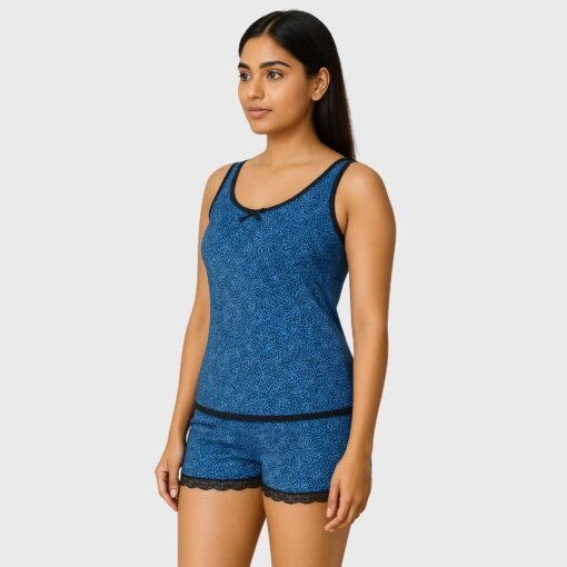 Modal Printed Camisole with Lace Shorts - Image 3