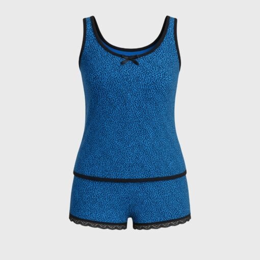 Modal Printed Camisole with Lace Shorts - Image 4