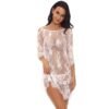 Sexy Off Shoulder Eyelash Lace Trim Babydoll Lingerie Dress - 10073