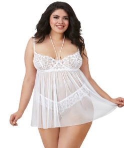 19004- Women's Plus Size Deep Neck Babydoll
