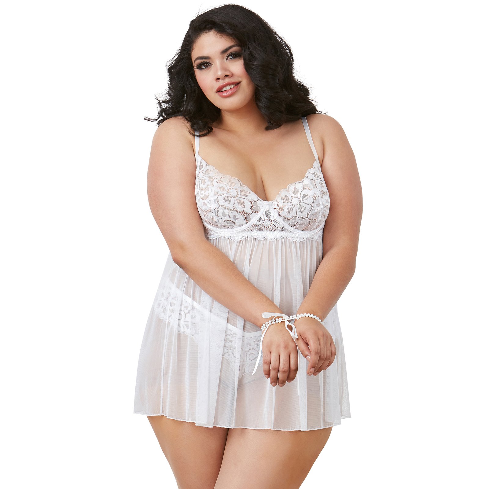 19004- Women's Plus Size Deep Neck Babydoll 4 19004- Women's Plus Size Deep Neck Babydoll - Image 4