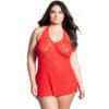 Plus Size Halter Neck Babydoll for Women-19014 28 - BD 19014 RD 1