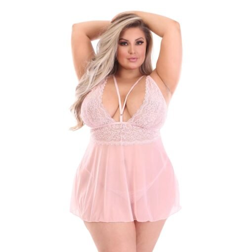 19018-Women's Plus Size Deep Neck Babydoll - Image 6