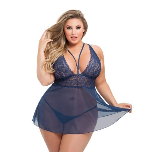 19018-Women's Plus Size Deep Neck Babydoll - Image 8