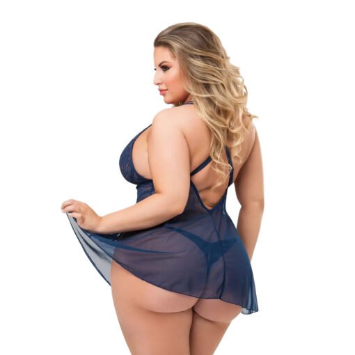 19018-Women's Plus Size Deep Neck Babydoll - Image 11