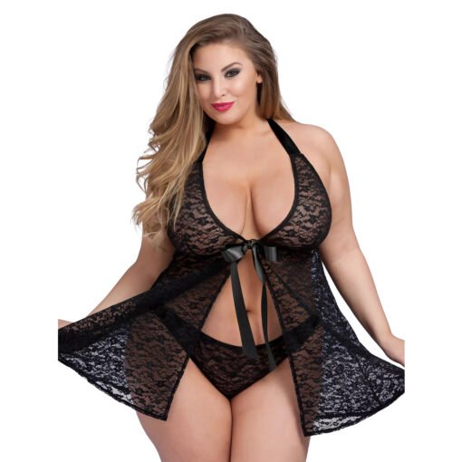 Plus Size Halter Neck Babydoll for Women-19020