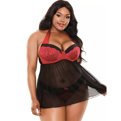 Plus Size Halter Neck Babydoll for Women-19023