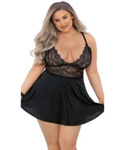 Plus Size Deep Neck Babydoll for Women-19026