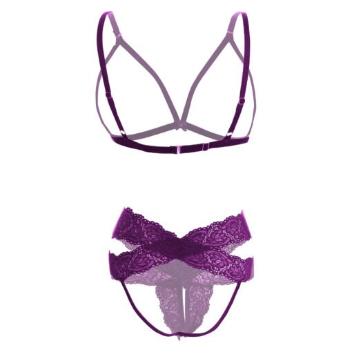 Sexy Open Cup and Crotchless Bra Set - 06696 - Image 5
