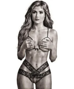 Sexy Open Cup and Crotchless Bra Set - 06696