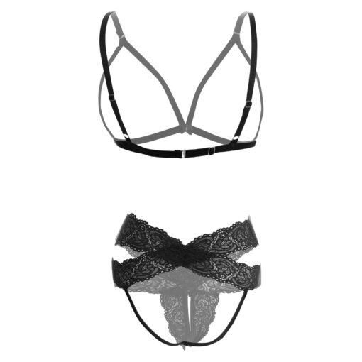 Sexy Open Cup and Crotchless Bra Set - 06696 - Image 9