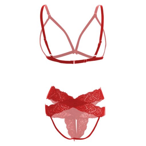 Sexy Open Cup and Crotchless Bra Set - 06696 - Image 15