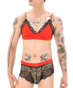 Elegant Lace Bra And Panty Set for Men