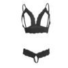 Sexy Lace Front Open Bra and Crotchless Panty Lingerie Set - 06692 21 - ELS 06692 BK 2