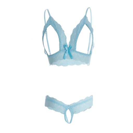 Sexy Lace Front Open Bra and Crotchless Panty Lingerie Set - 06692 - Image 9