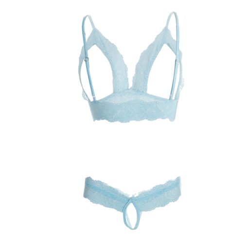 Sexy Lace Front Open Bra and Crotchless Panty Lingerie Set - 06692 - Image 10