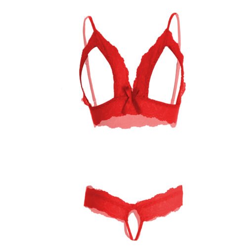 Sexy Lace Front Open Bra and Crotchless Panty Lingerie Set - 06692 - Image 14